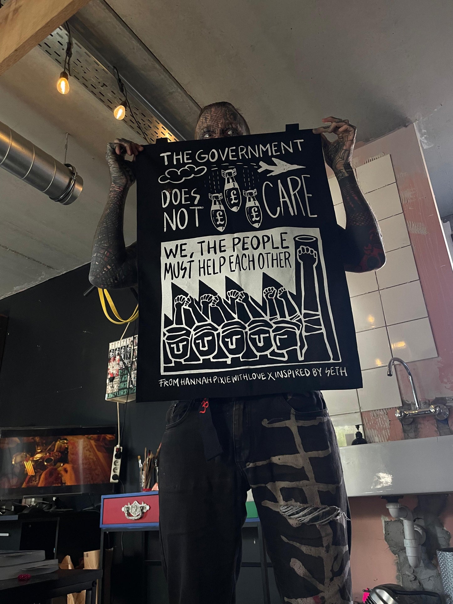 "Community As Resistance" Protest Flag