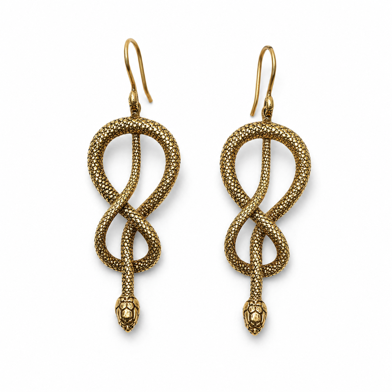 Sun Serpent Brass Earrings