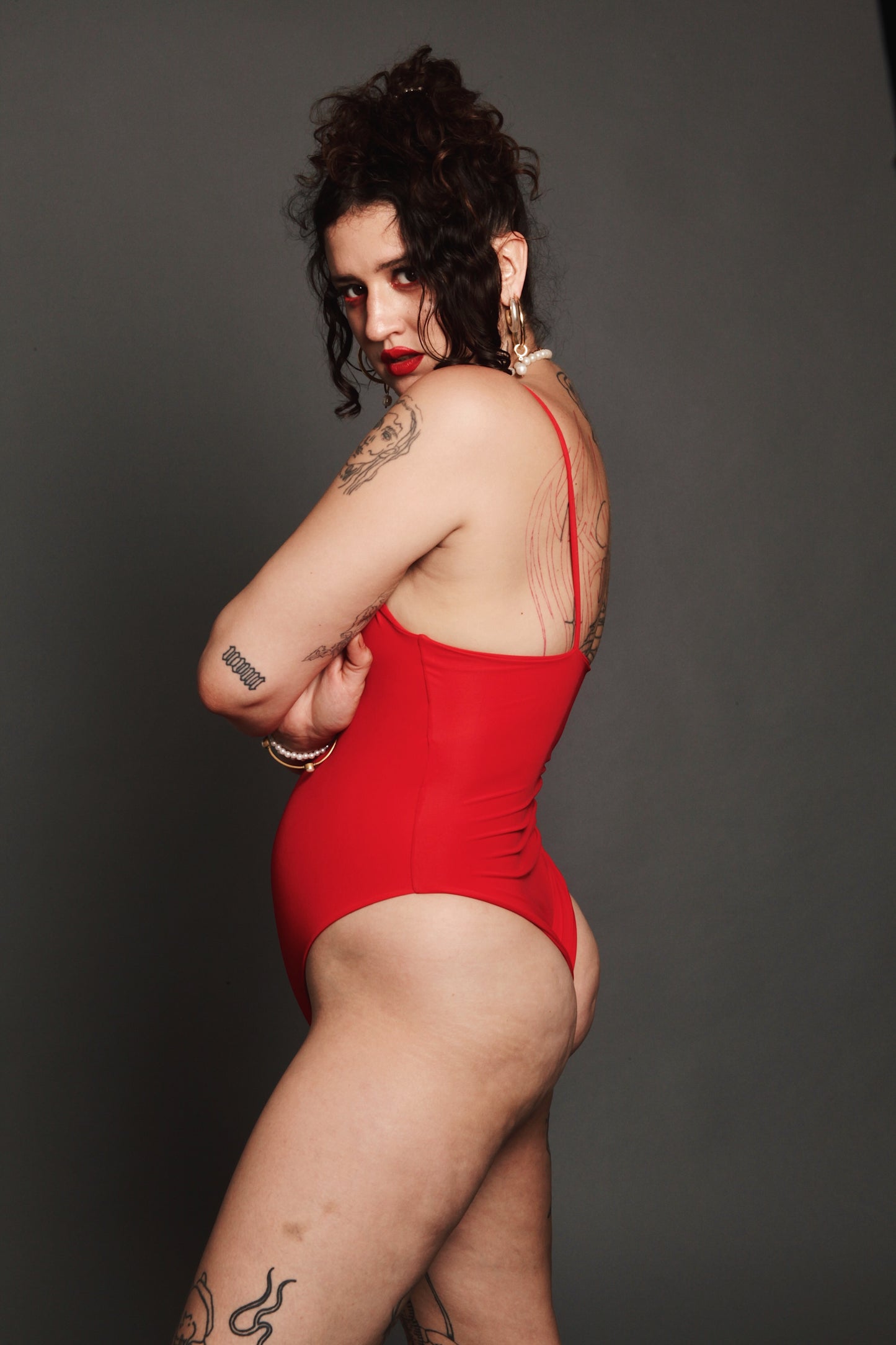 Classic One Piece Swimsuit (Baywatch Red)