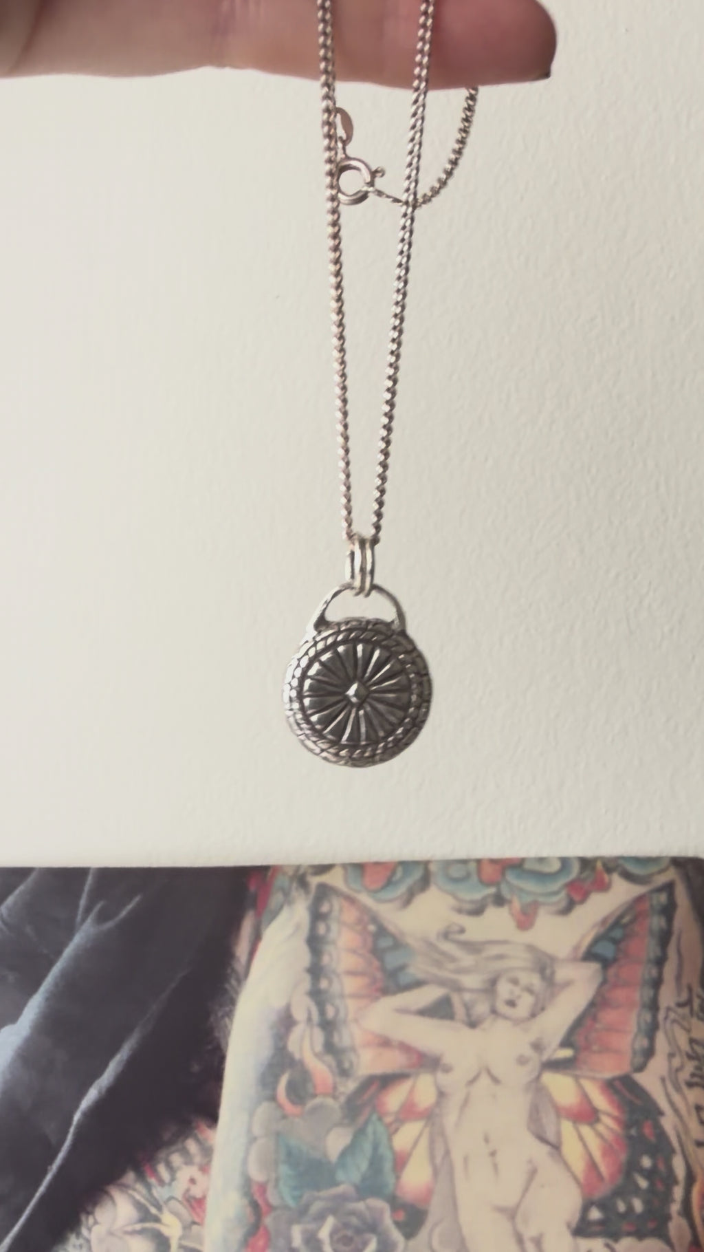 Sundial Pendant with Garnet