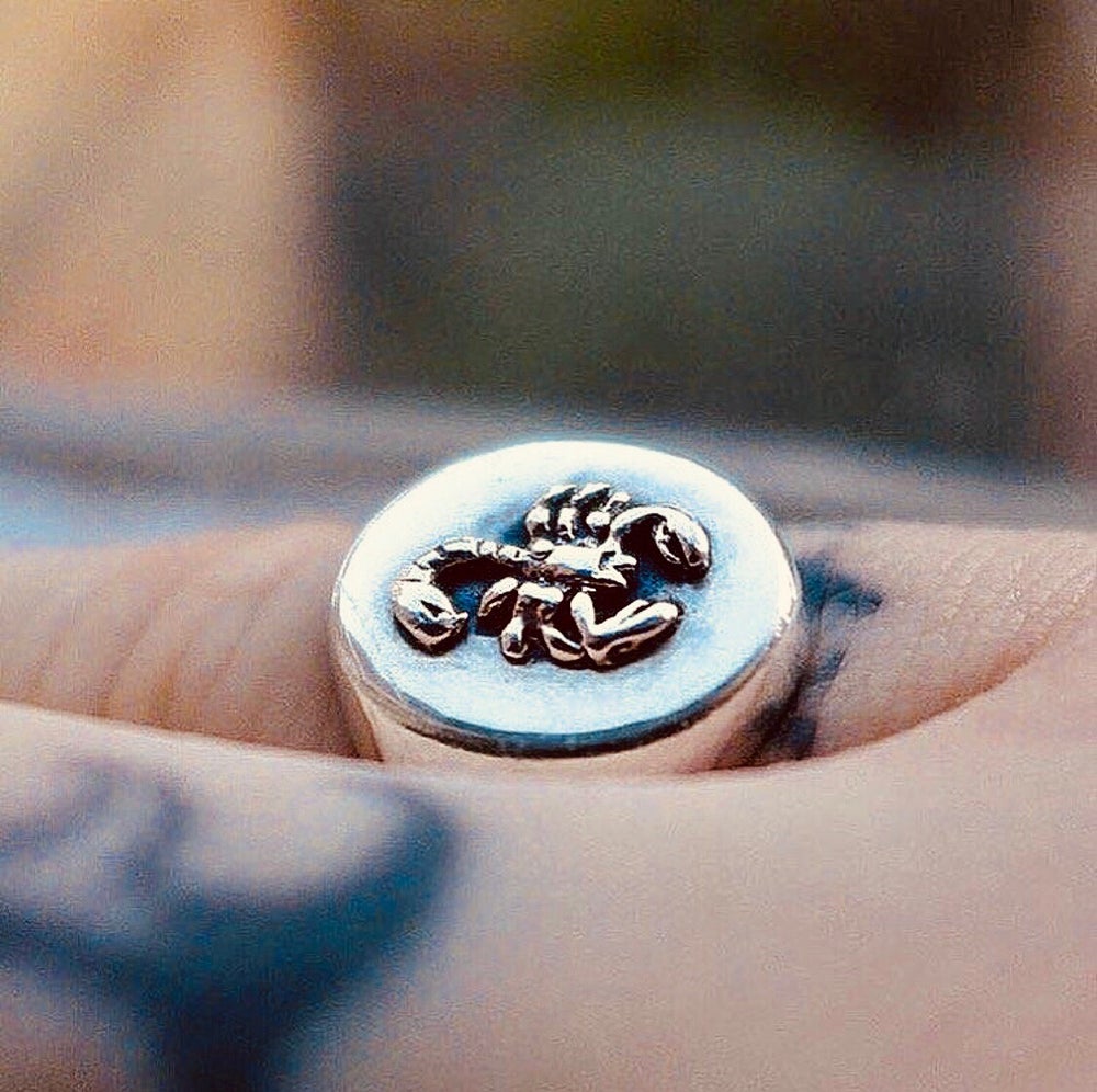 Silver and Gold Scorpion Signet Ring