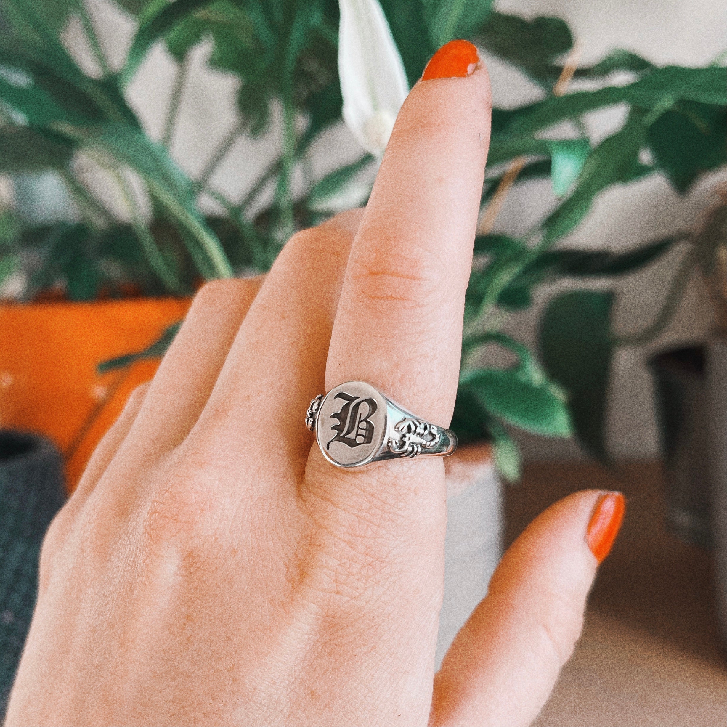 Small Scorpion Signet Ring with Initial Engraving