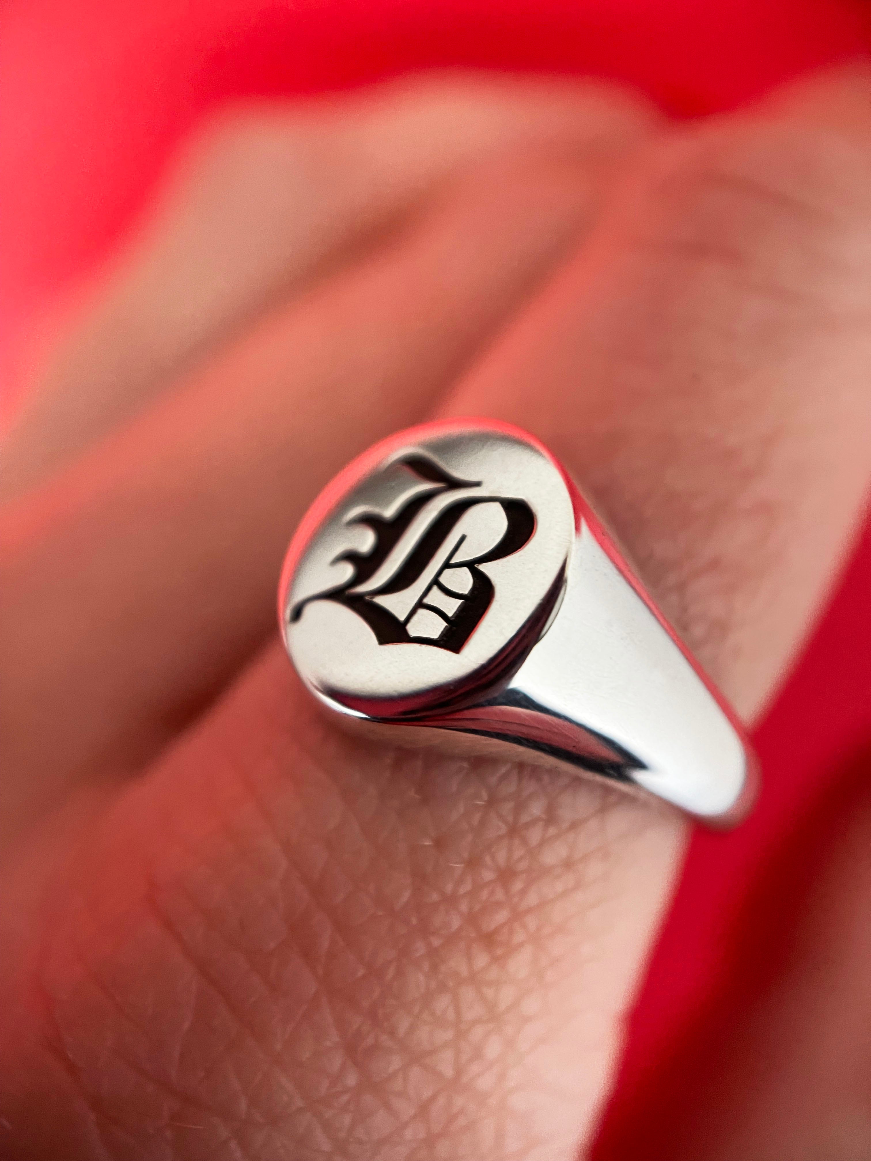 Old English Initial Signet Ring